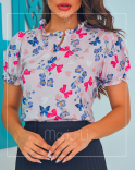  Blusa Social Feminina em Crepe Estampada