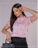  Blusa Social Feminina em Crepe Estampada