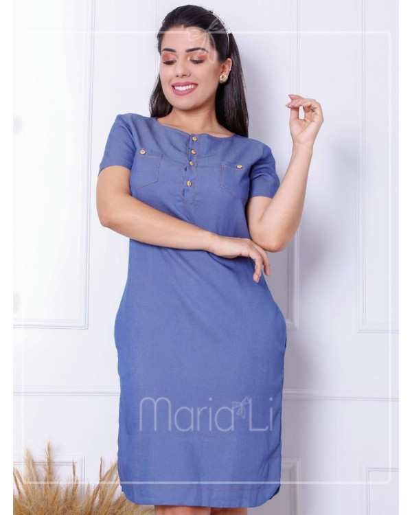 Vestido Chemise Chambret Midi Com Bolso